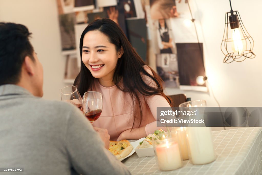 Young couples eating dinner