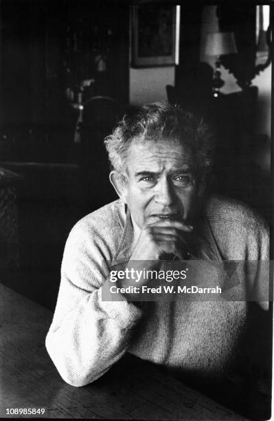 Portrait of American author Norman Mailer in his home, New York, New York, January 5, 1978.