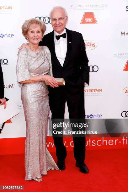 Former bavarian minister presiodent Edmund Stoiber and his wife Karin Stoiber during the 46th German Film Ball at Hotel Bayerischer Hof on January...