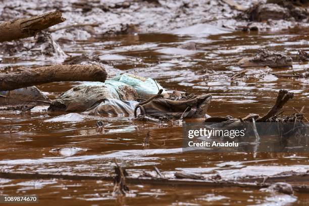 Destruction is seen after a tailings dam collapsed at an iron ore mine in Brumadinho, state of Minas Gerias, in southeastern Brazil, on January 26,...