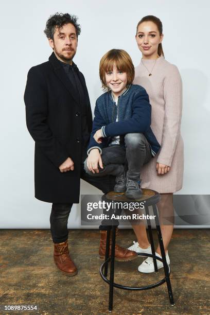 Director Lee Cronin, James Quinn Markey and Seana Kerslake from 'The Hole In The Ground' pose for a portrait in the Pizza Hut Lounge in Park City,...