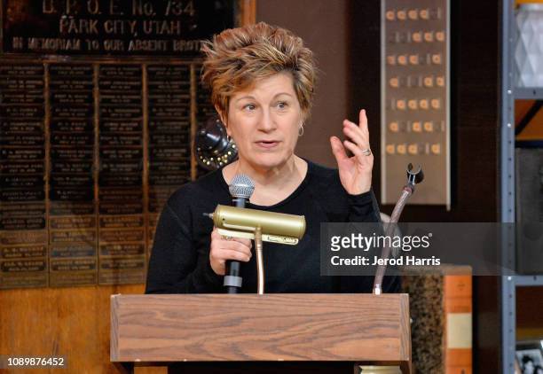 Actress Lisa Kron speaks during the "Can Art Save Democracy?" Panel during the 2019 Sundance Film Festival at Filmmaker Lodge on January 26, 2019 in...