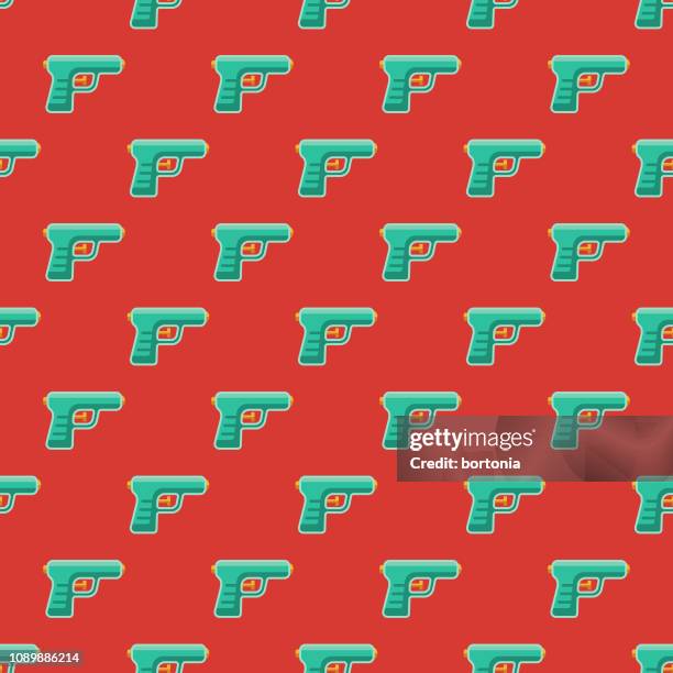 water pistol april fools' day seamless pattern - water gun stock illustrations