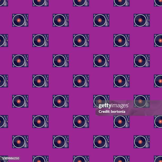 turntable birthday seamless pattern - deck background stock illustrations