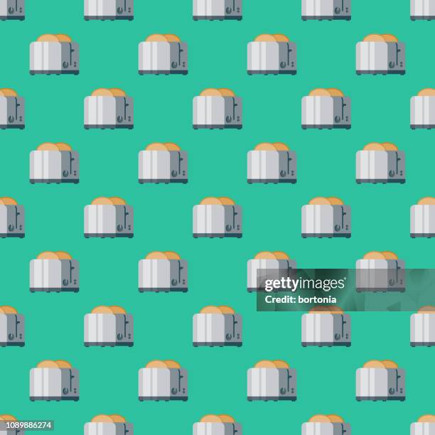 toaster home appliance seamless pattern - empty kitchen render stock illustrations