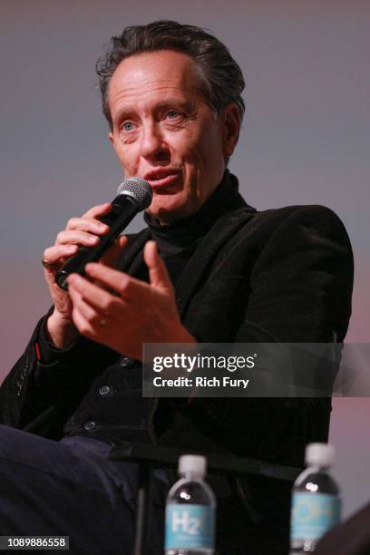 Richard E. Grant speaks onstage at the screening of 'Can You Ever Forgive Me?' at the 30th Annual Palm Springs International Film Festival on January...