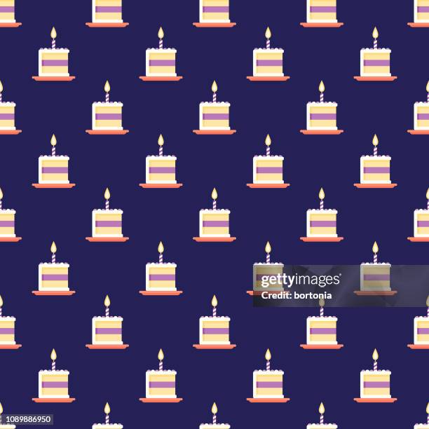 ilustrações de stock, clip art, desenhos animados e ícones de birthday cake seamless pattern - vela-de-aniversário