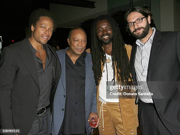 Gary Dourdan, Quincy Jones and guests during Millennium Promise West Coast Launch Honoring Jeffrey Sachs at Private Home in Beverly Hills, CA, United...