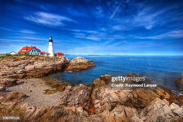 portland head hdr - portland maine imagens e fotografias de stock