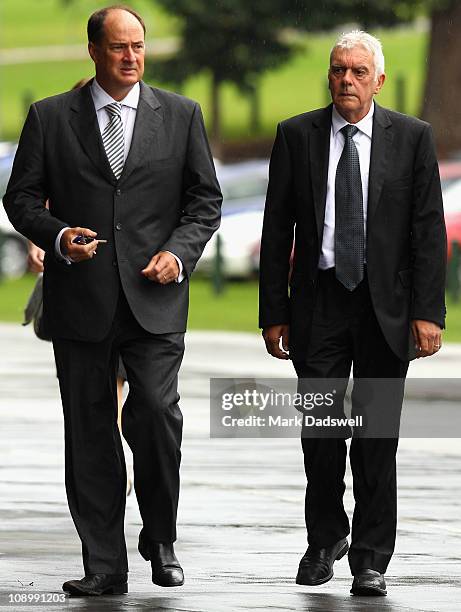 General Manager and Sales Director of Channel Seven Melbourne Lewis Martin and the Chairman of Channel Seven Melbourne Ian Johnson arrive for the...