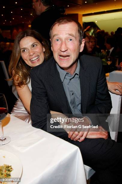 Actor Peter Lohmeyer and wife Sarah Wiener attend the Opening Party after the 'True Grit' premiere during the opening day of the 61th Berlin...