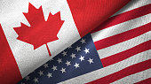 United States and Canada two flags together realations textile cloth fabric texture