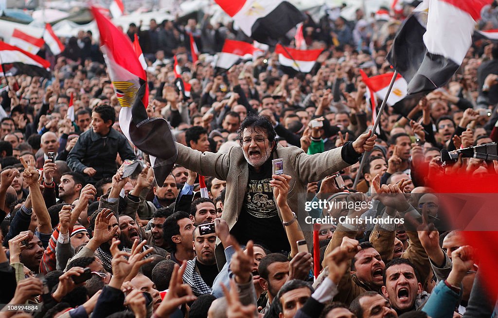 Crowds In Tahrir Square As Mubarak Prepares To Address Egyptians
