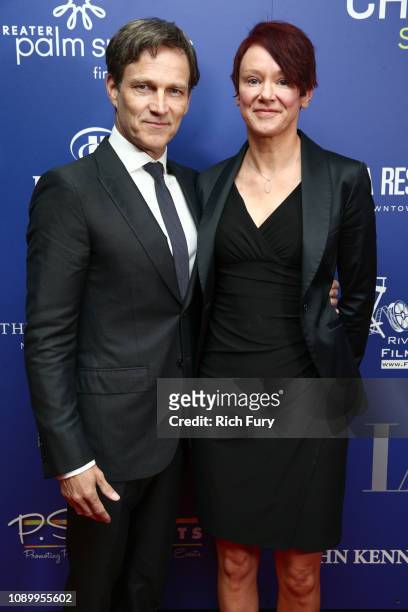 Stephen Moyer and Cerise Larkin attend the Opening Night Screening of "All is True" at the 30th Annual Palm Springs International Film Festival on...