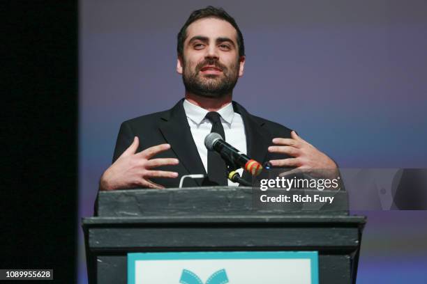 Michael Lerman speaks onstage the Opening Night Screening of "All is True" at the 30th Annual Palm Springs International Film Festival on January 04,...