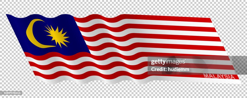 Vector flag of Malaysia waving background