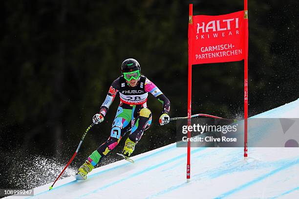 Macarena Simari Birkner of Argentina skis in the Women's Super Combined Downhill during the Alpine FIS Ski World Championships on the Kandahar course...