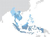 Circle dot South east Asia and nearby countries map.