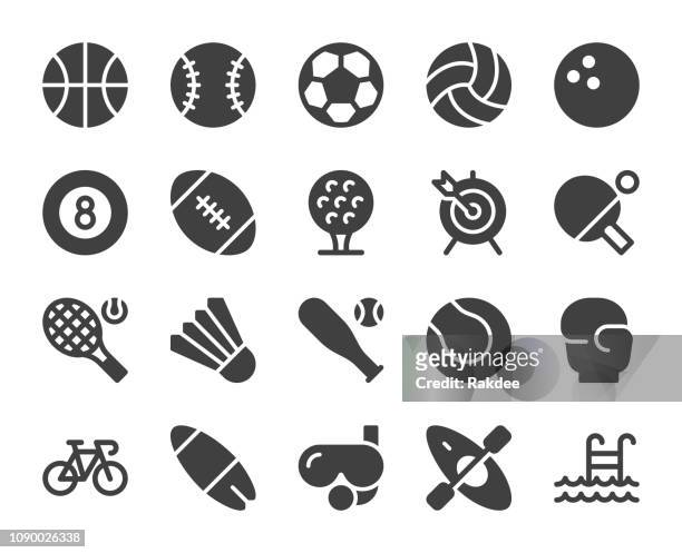 illustrazioni stock, clip art, cartoni animati e icone di tendenza di sport - icone - palla sportiva