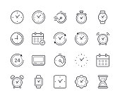 Simple Set of Time and Clock Line Icon. Editable Stroke