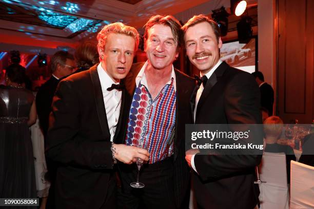 Alexander Scheer, Detlev Buck and David Kross during the 46th German Film Ball at Hotel Bayerischer Hof on January 26, 2019 in Munich, Germany.