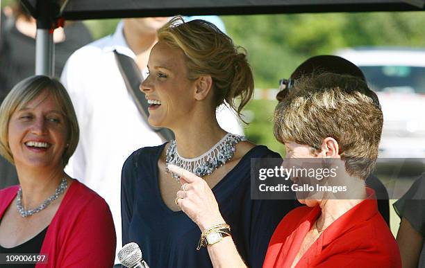 Former South African Olympic swimmer and future Princess of Monaco Charlene Wittstock during a visit St Johns Diocesan School for Girls in...