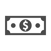 Money bill isolated on white background. Vector illustration.