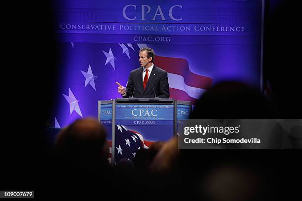 Sen. John Thune addresses the Conservative Political Action Conference at the Marriott Wardman Park February 11, 2011 in Washington, DC. A dozen...