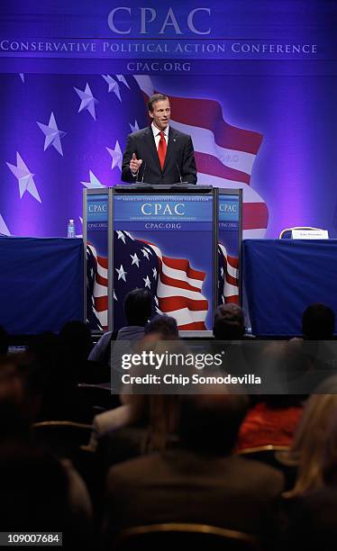 Sen. John Thune addresses the Conservative Political Action Conference at the Marriott Wardman Park February 11, 2011 in Washington, DC. A dozen...