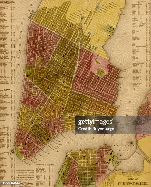 Map of lower Manhattan , New York, New York, 1844.