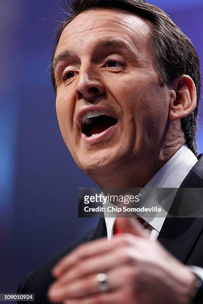 Former Minnesota Governor Tim Pawlenty addresses the Conservative Political Action Conference at the Marriott Wardman Park February 11, 2011 in...