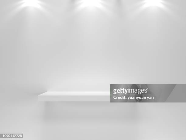 3d render background - white table stock pictures, royalty-free photos & images