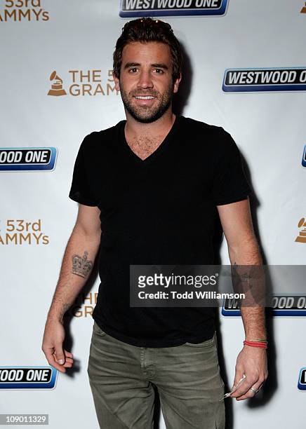 Personality Jason Wahler attends the Westwood One Radio Remotes room backstage during The 53rd Annual GRAMMY Awards at Staples Center on February 11,...