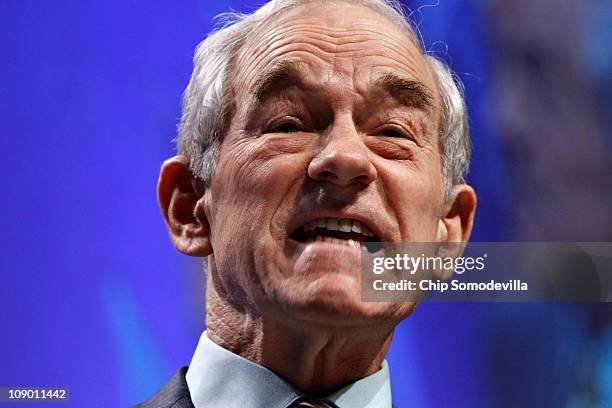 Rep. Ron Paul addresses the Conservative Political Action Conference at the Marriott Wardman Park February 11, 2011 in Washington, DC. A dozen...