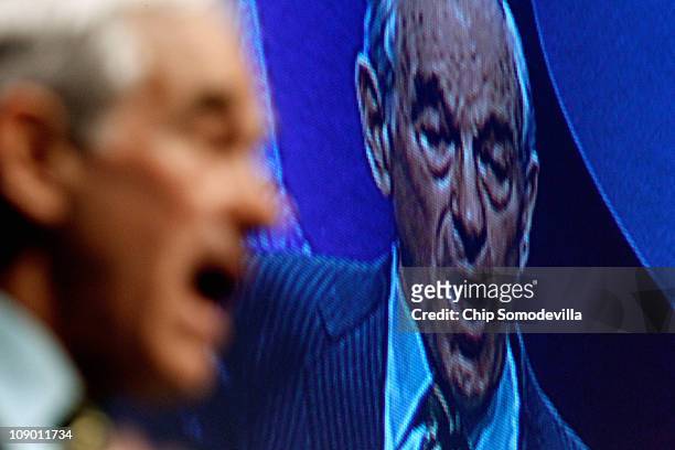 Rep. Ron Paul addresses the Conservative Political Action Conference at the Marriott Wardman Park February 11, 2011 in Washington, DC. A dozen...