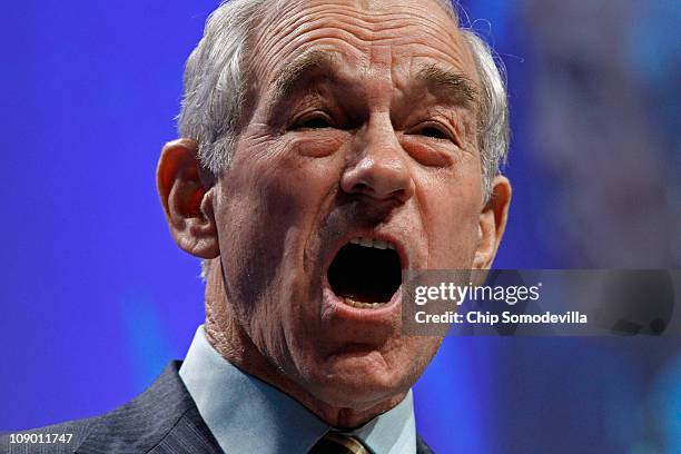 Rep. Ron Paul addresses the Conservative Political Action Conference at the Marriott Wardman Park February 11, 2011 in Washington, DC. A dozen...