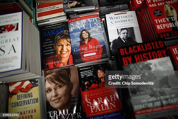 Politically conservative books, many of them featuring presidential hopefuls, are for sale at the Conservative Political Action Conference at the...