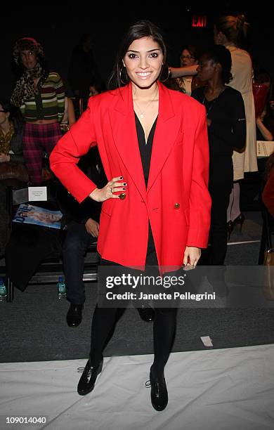 Actress Amanda Setton attends the Ruffian Fall 2011 fashion show during Mercedes-Benz Fashion Week at The Studio at Lincoln Center on February 11,...