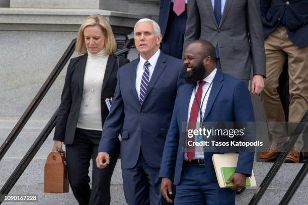 Secretary of Homeland Security Kirstjen Nielsen, Vice President Mike Pence and Ja'Ron Smith special assistant to the President of the United States...