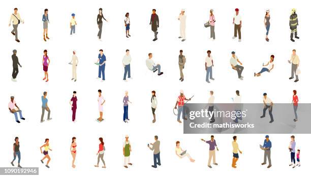 isometric people bold color - male student white background stock illustrations