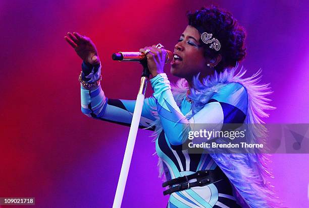 Kelis performs on stage during the Good Vibrations music festival at Centennial Park on February 12, 2011 in Sydney, Australia.