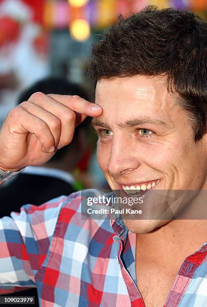 Australian actor Steve Peacocke looks on during a Heath Ledger tribute outdoor movie night at Burswood Park on February 12, 2011 in Perth, Australia....