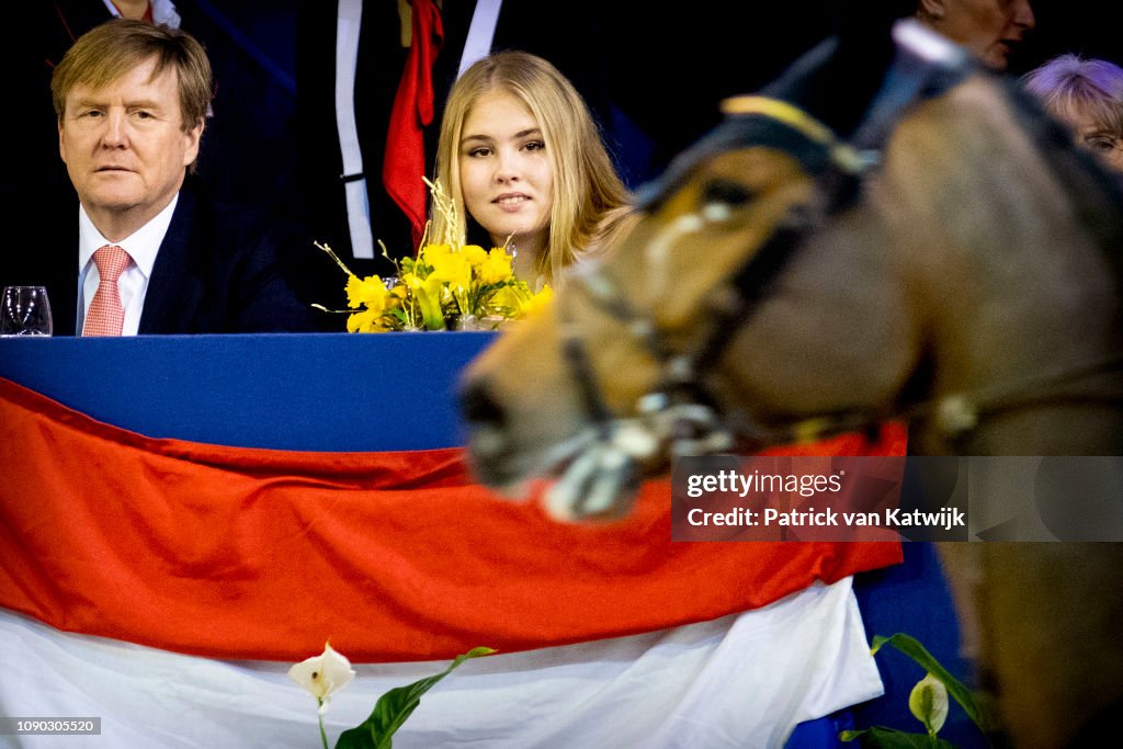 King Willem-Alexander Of The Netherlands And Princess Amalia Of The Netherlands Attend The Amsterdam Jumping