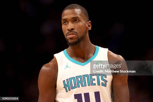 Michael Kidd-Gilchrist of the Charlotte Hornets plays the Denver Nuggets at the Pepsi Center on January 05, 2019 in Denver, Colorado. NOTE TO USER:...