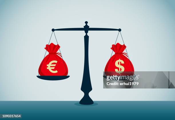 exchanging - european union currency stock illustrations