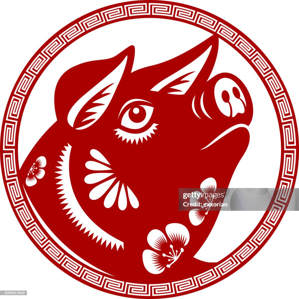 New Year Pig Head Symbol