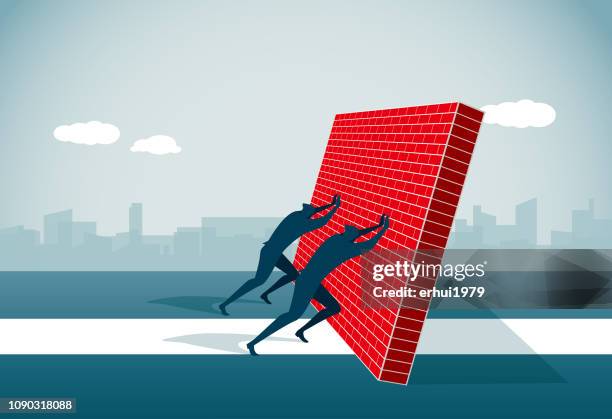 widrigkeiten erobern - baustellenabsperrung stock-grafiken, -clipart, -cartoons und -symbole