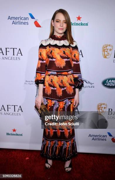 Emma Stone arrives to the BAFTA Tea Party at The Four Seasons Hotel Los Angeles at Beverly Hills on January 05, 2019 in Beverly Hills, California.