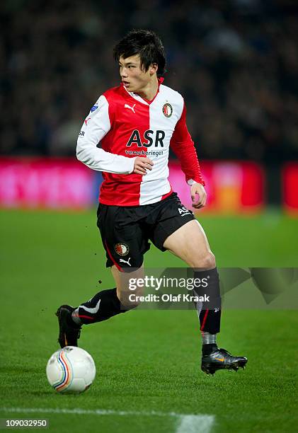 Ryo Miyaichi in action during the Eredivisie match between Feyenoord and Heracles at the Kuip on February 12, 2011 in Rotterdam, Netherlands.