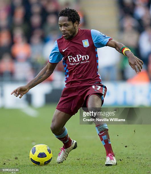 Jean II Makoun of Aston Villa during the Barclays Premier League match between Blackpool and Aston Villa at Bloomfield Road on February 12, 2011 in...